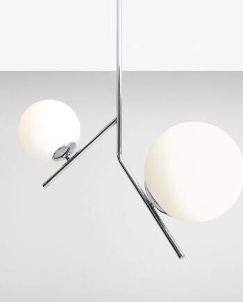 Arts Loftlampe   Krom Og Hvidt Glas