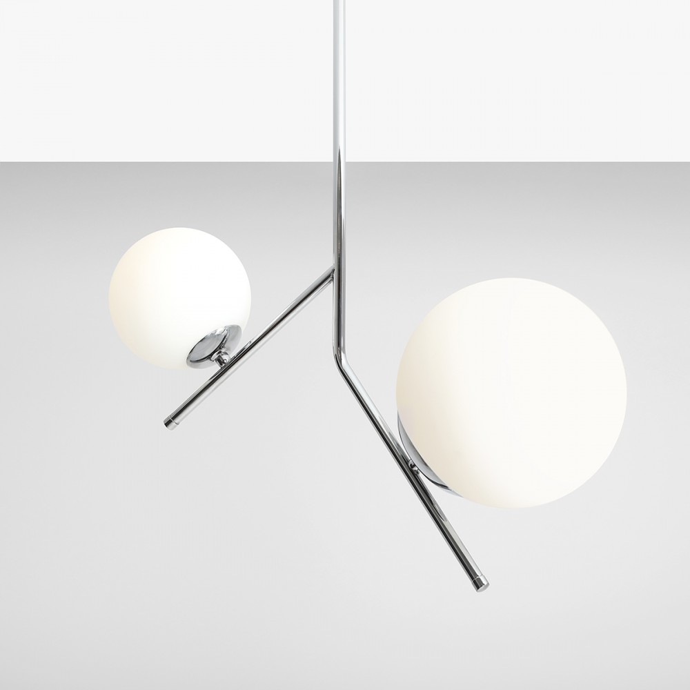 Arts Loftlampe Krom Og Hvidt Glas