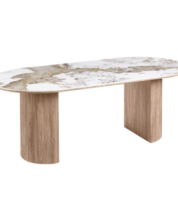 Athens Spisebord Spisebord  Keramik Bordplade  Hvid Brun 100x210x76 Cm