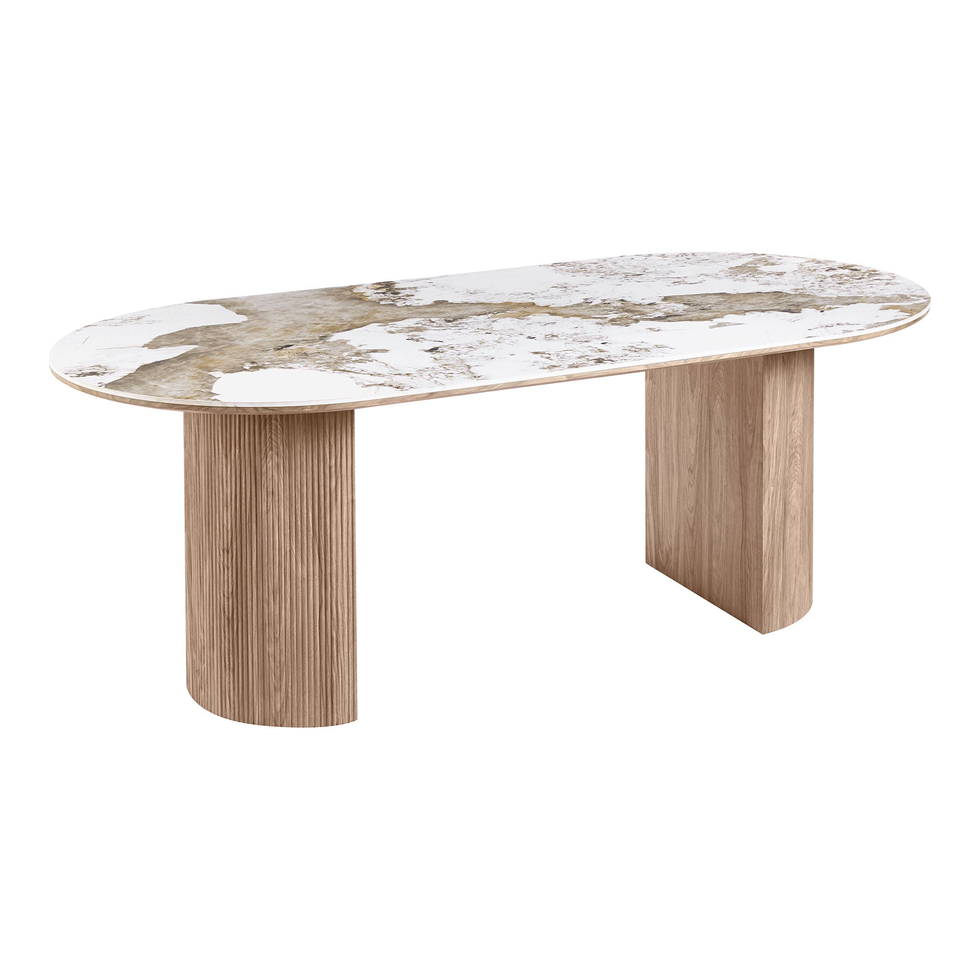 Athens Spisebord Spisebord  Keramik Bordplade  Hvid Brun 100x210x76 Cm