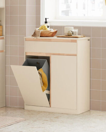 Badeværelsesskab Med Vasketøjskurv  71x33x85 Cm  Beige