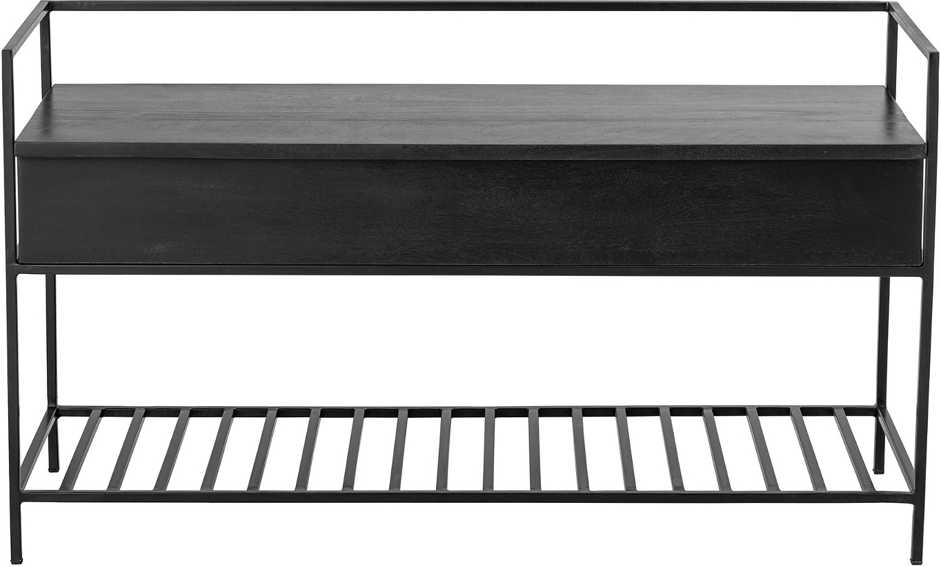 Bænk Bloomingville Abelone Sort Jern Og Mangotræ Med Hylde 102 Cm