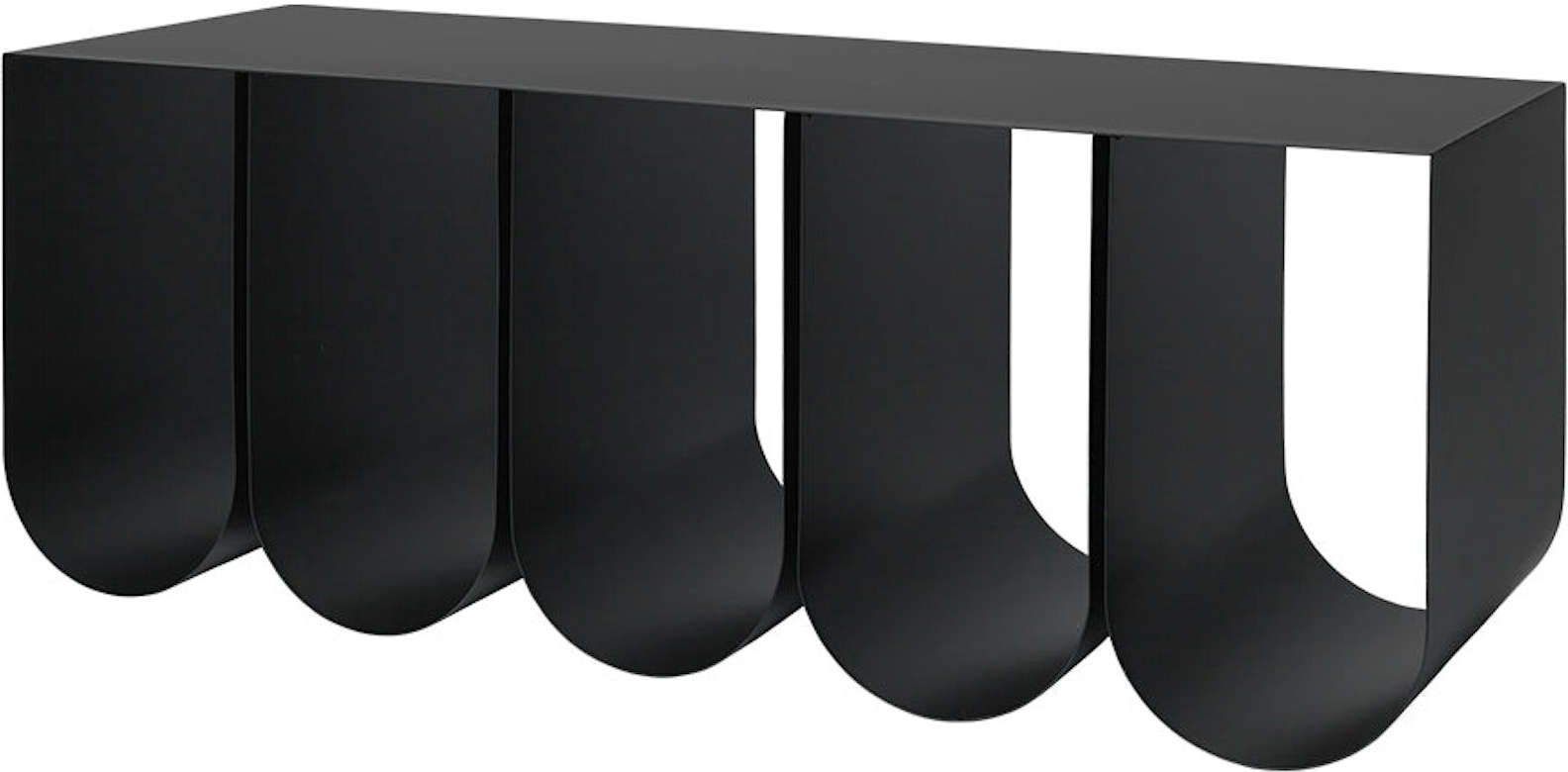 Bænk Kristina Dam Curved Sort Pulverlakeret Stål Opbevaringsbænk Til Entré H42 B40 L110 Cm