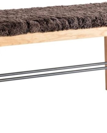 Bænk Oscarssons Möbel Cora   Olieret Eg   Stål Med Brunt Fåreskind 90ã 40 Cm