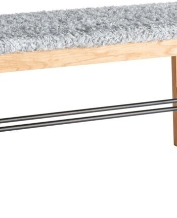 Bænk Oscarssons Möbel Cora 90x40 Cm Lysegråt Imiteret Fåreskind Olieret Eg
