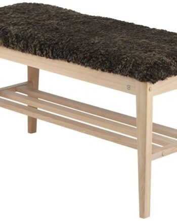 Bænk Oscarssons Möbel Nadja Siddebænk   Hvidolieret Eg Med Brunt Fåreskind  90x40 Cm