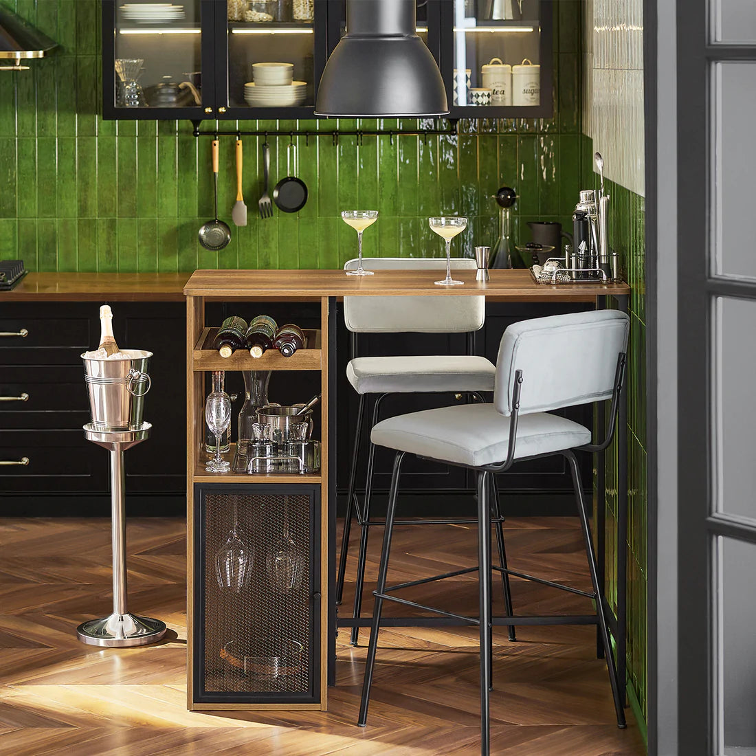 Barbord  Højbord  Med Glas- Og Flaskeholdere  108   48   105 Cm  Brun