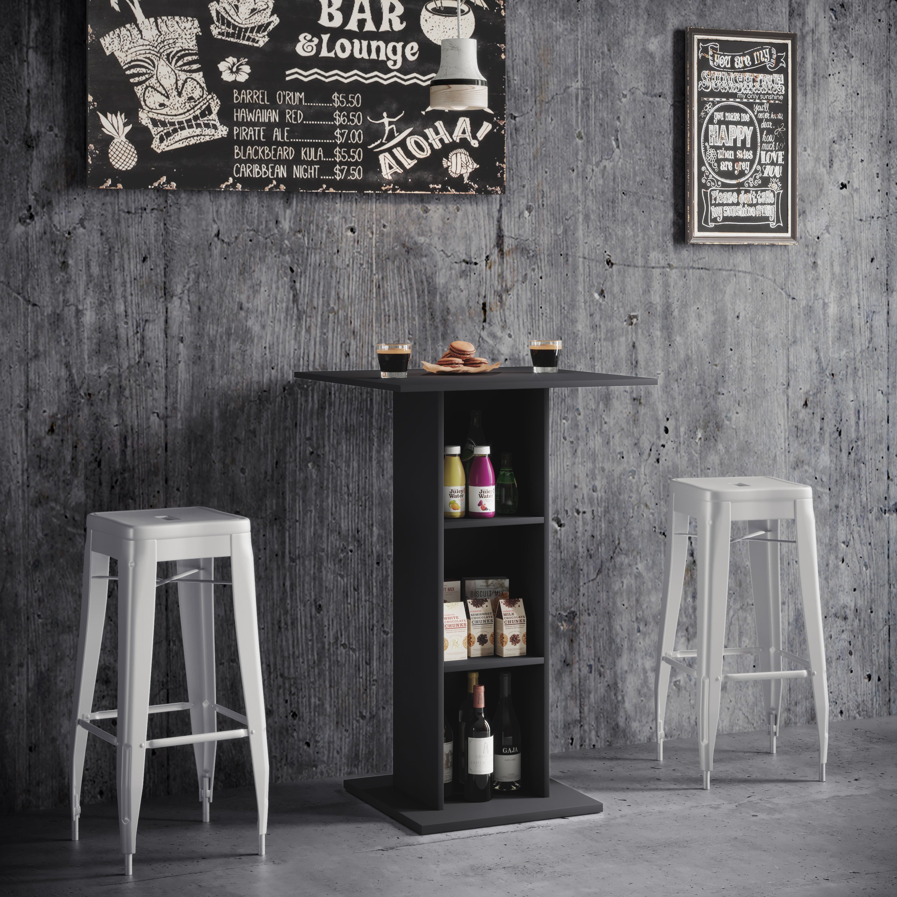Barbord Med Hylder  108   70   70 Cm  Sort