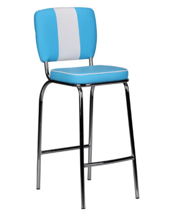 Barstol   Amerikansk Diner Stil  Retro Blå Og Hvid