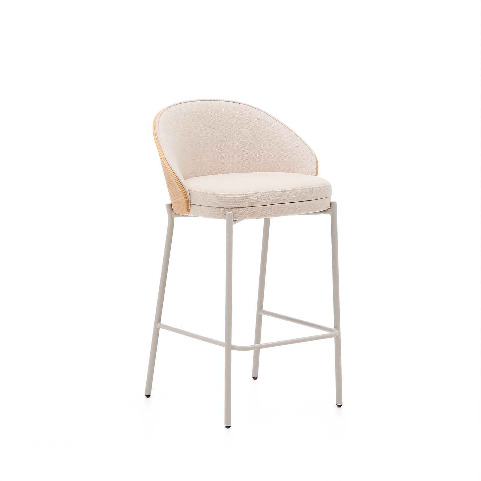 Barstol Kave Home Eamy 65 Cm Polstret Beige Chenille Askefiner Stålstel
