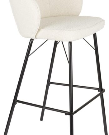 Barstol Studio White Joa Askegrå Polstret Polyester Barkrakk Med Sort Jernstel Sæt Af