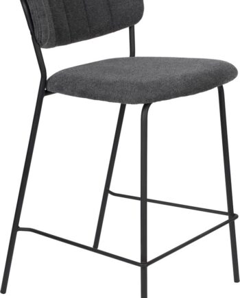 Barstol Studio White Jolien Askegrå Polstret Stof Stålramme H89   B48   D54 Cm