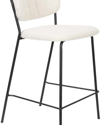 Barstol Studio White Jolien Hvid Polstret Stof Med Stålramme