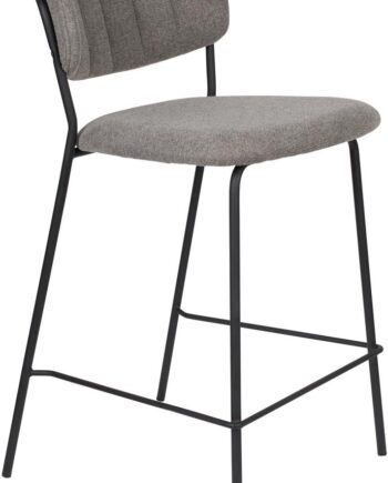 Barstol Studio White Jolien Mørkegrå Polstret Stof Stålramme Højbordsstol