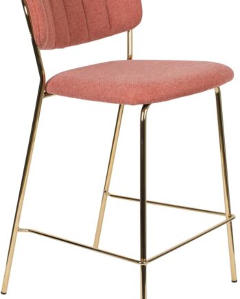 Barstol Studio White Jolien   Rødbrun Polstret Nylon Polyester Stol Med Stålramme  H89 Cm