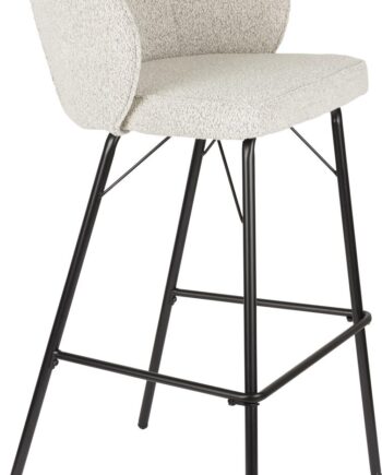 Barstole Sæt Af   Studio White Joa Lysgrå Polyester Med Sort Jernbase