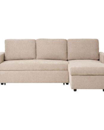 Belfast Chaiselong Sovesofa  Chaiselong Sovesofa Med Opbevaring  Mørk Sand  Natur Ben Hn1085