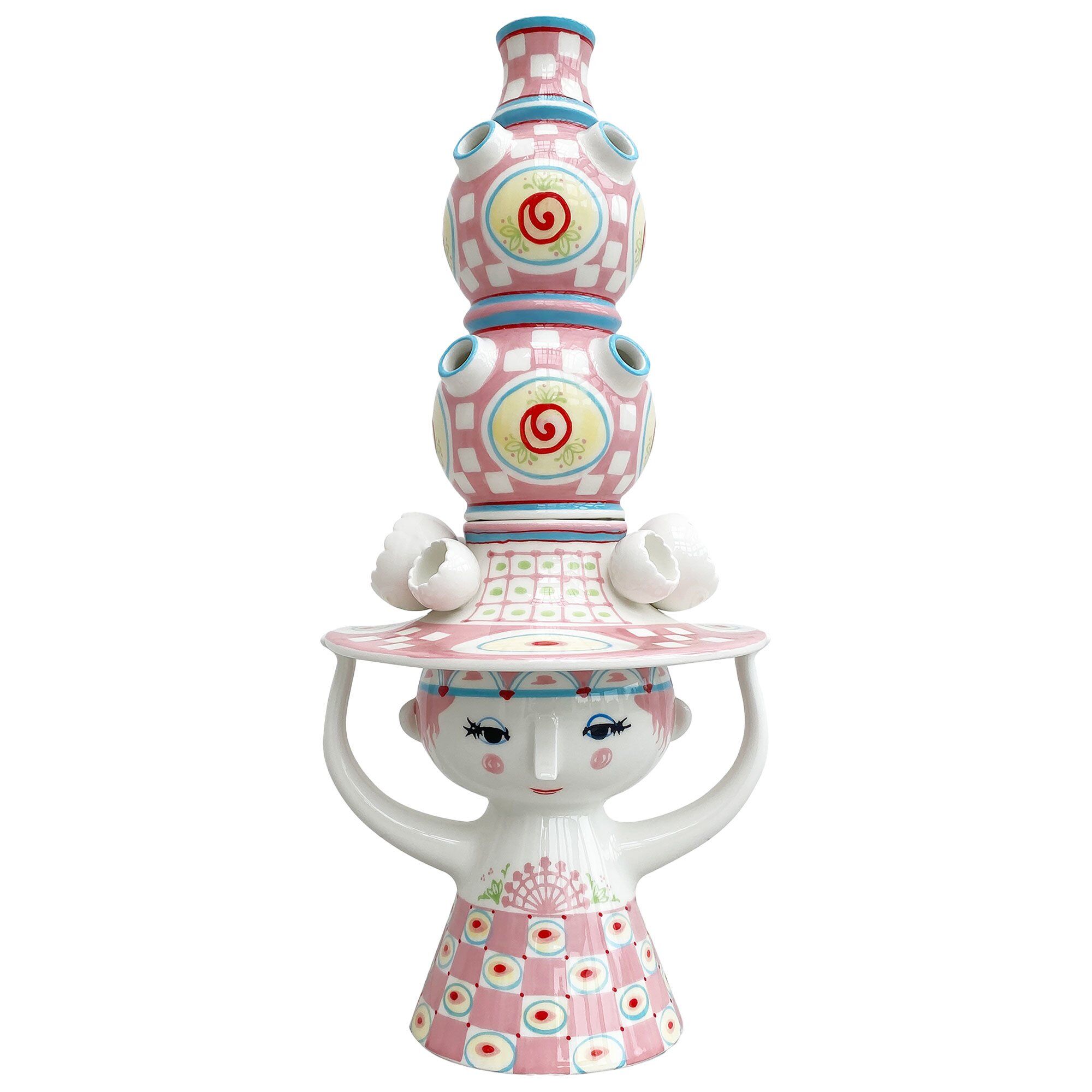 Bjørn Wiinblad Lady With Hat Vase 50 Cm  Rosa