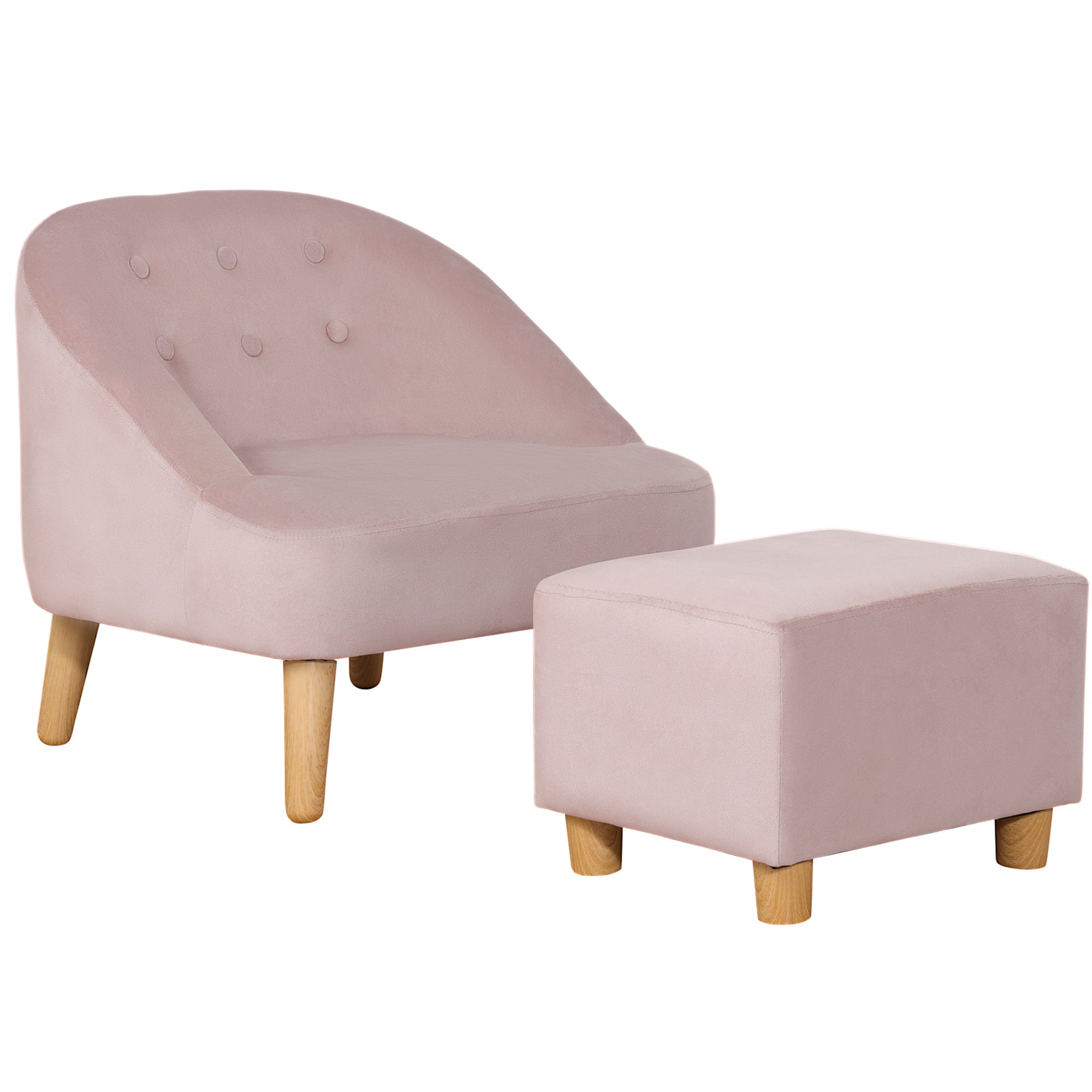 Børnelænestol Med Fodskammel Til Børn   Alderen   Til   år  Sødt Design  Fløjlslook  51 Cm   51 Cm   50 Cm  Lyserød