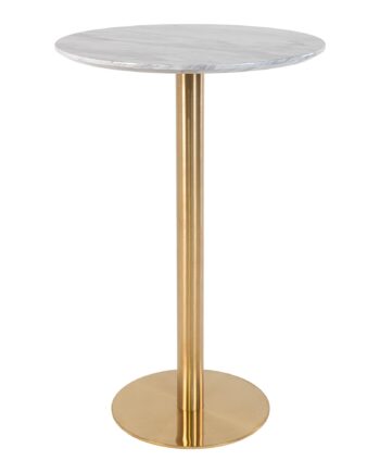 Bolzano Barbord Barbord  Marmor Look Bordplade  Messing Look Base ø70x105cm