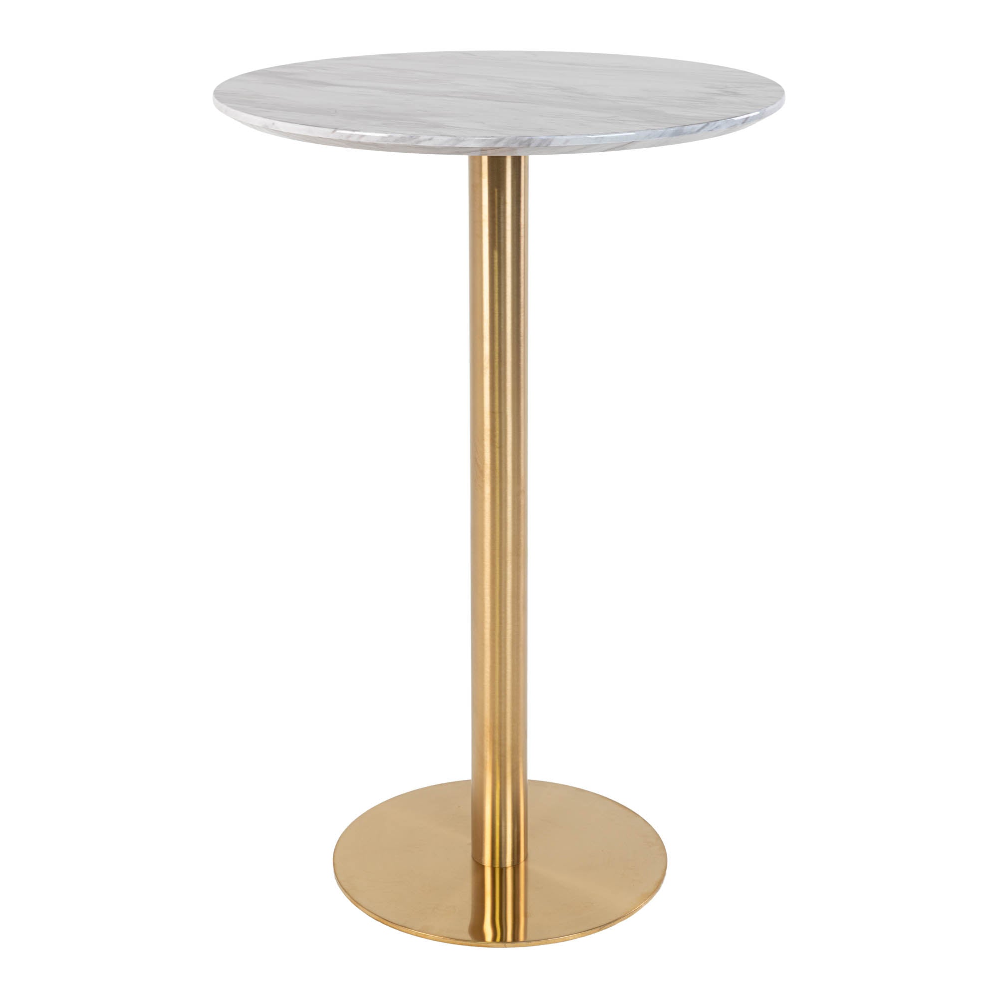 Bolzano Barbord Barbord  Marmor Look Bordplade  Messing Look Base ø70x105cm