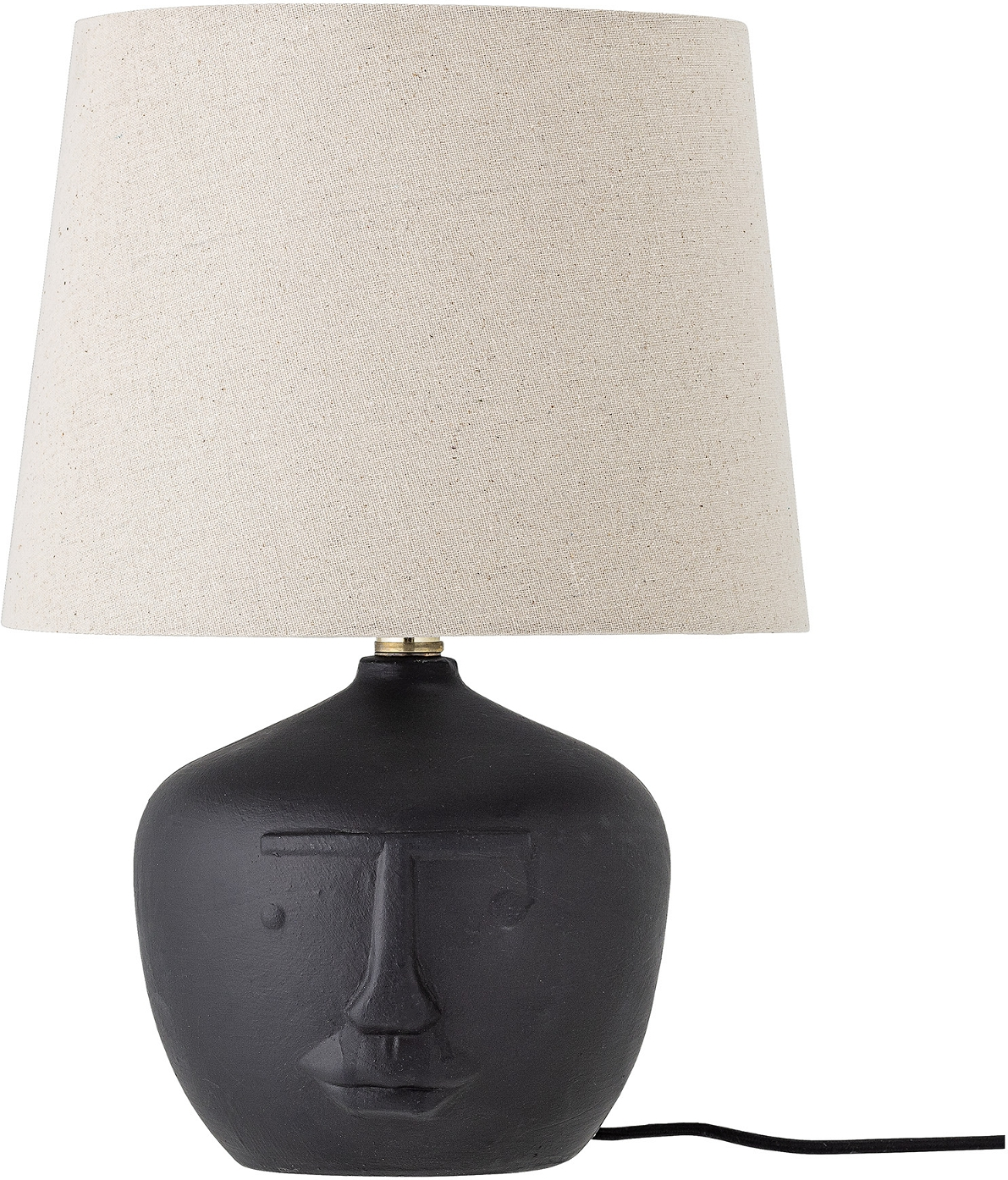Bordlampe Bloomingville Matheo Terracotta Med Ansigtskontur Hvid Hørskærm ø30   H43 Cm