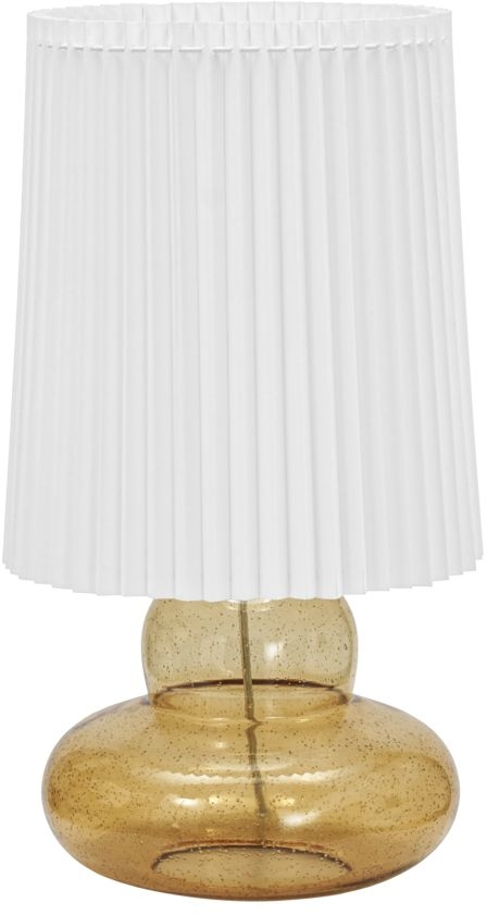 Bordlampe House Doctor Ribe Amber Glasfod Med Hvid Plisséskærm ø27     H55 Cm