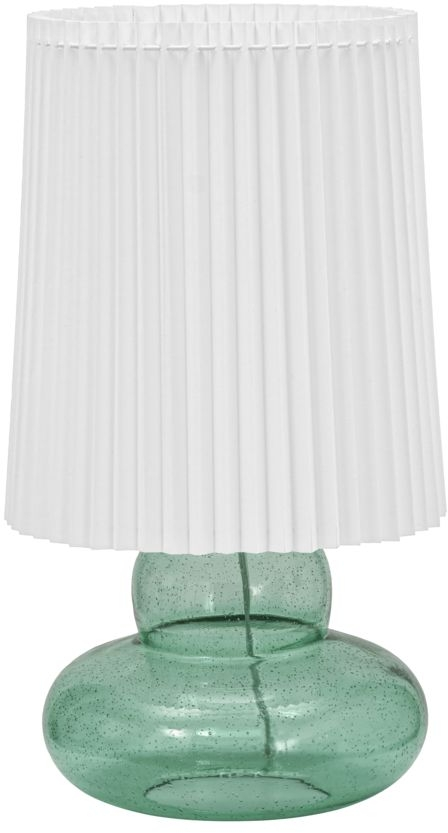 Bordlampe House Doctor Ribe   Grøn Glasbordlampe Med Hvid Plisséskærm ø27 5xh55 Cm