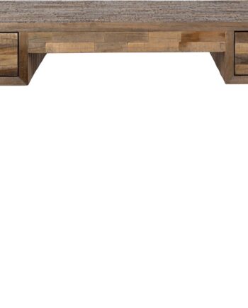 Bordlampe Studio White Leo   Brungrå Teak Med Sort Metalstel Og To Opbevaringsskuffer H76   Cm