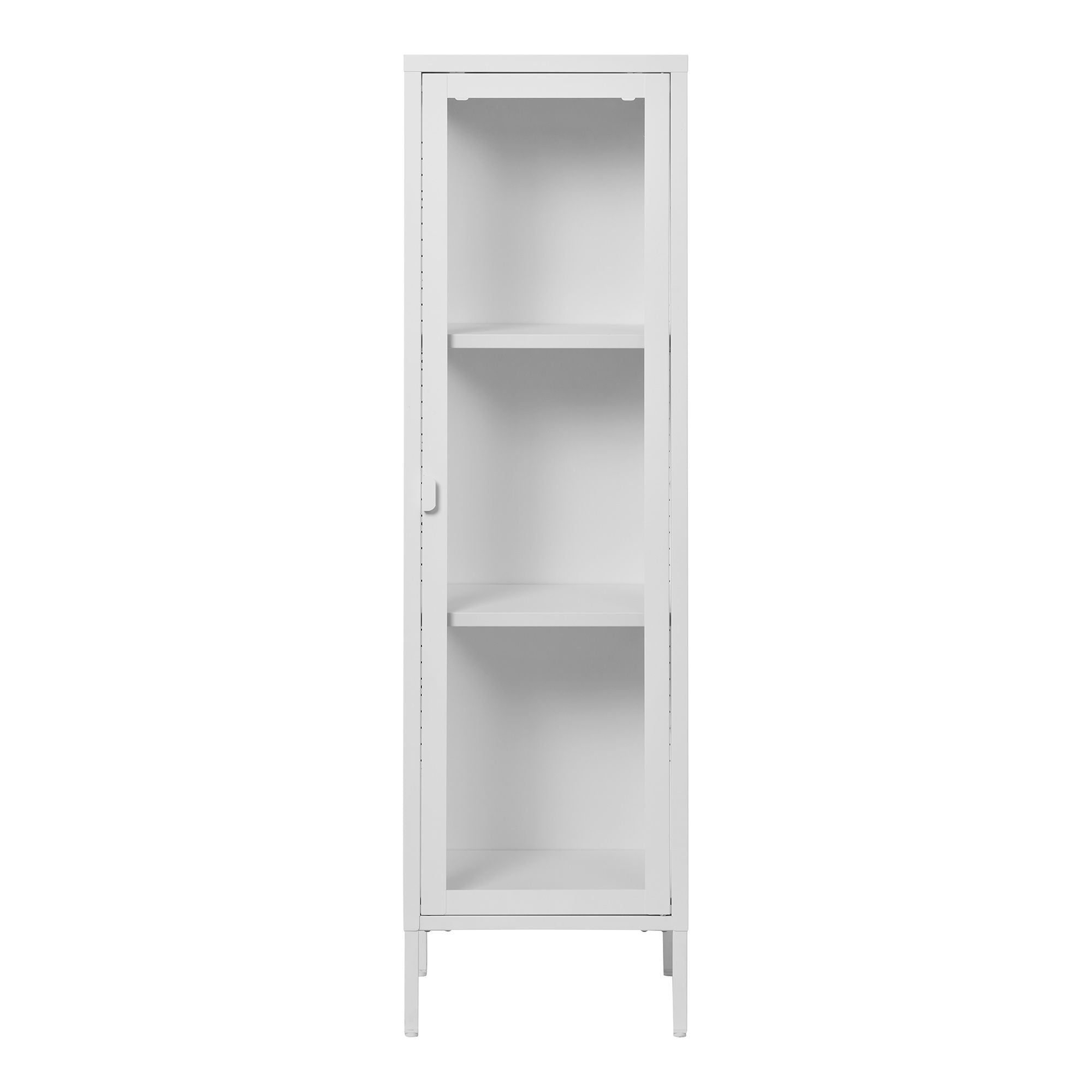 Brisbane Smalt Vitrineskab Smalt Vitrineskab Glaslåge Stål Hvid 40x35x140 Cm