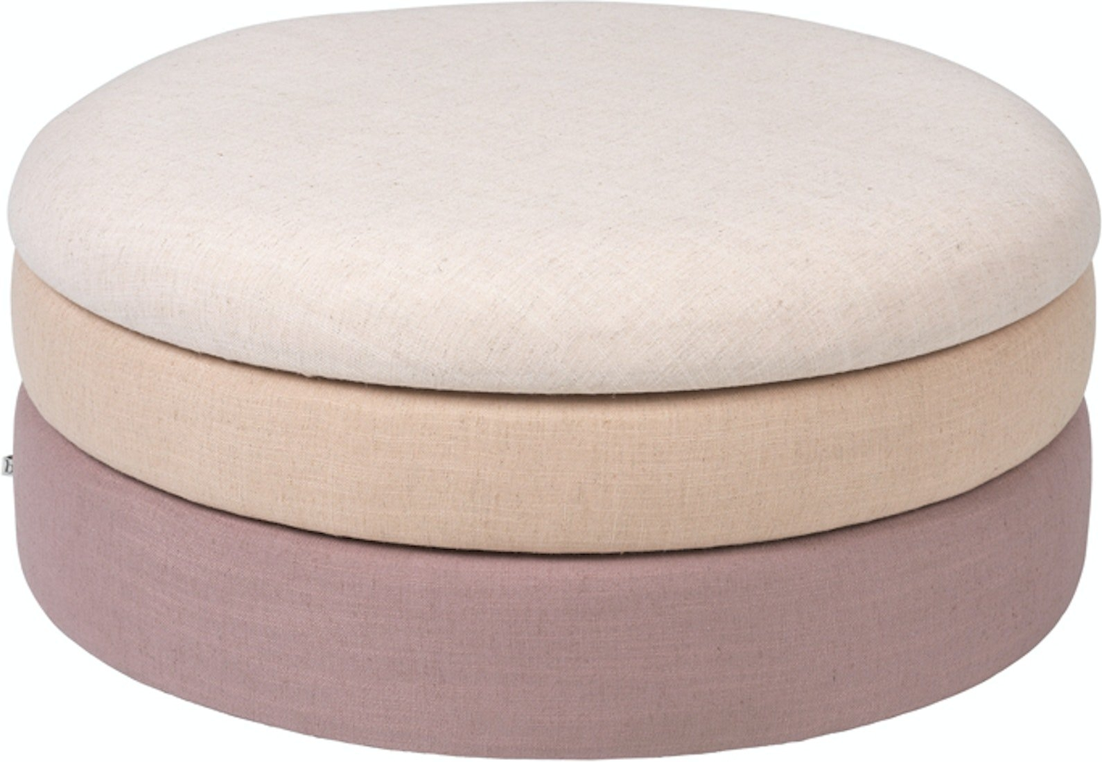 Broste Copenhagen Pond Puf   Ottoman Polyester ø68   H30 Cm Natur Orange Rød