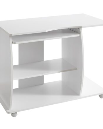 Computer Skrivebord Med Hjul Og Tastaturskuffe  90x71x50 Cm  Hvid