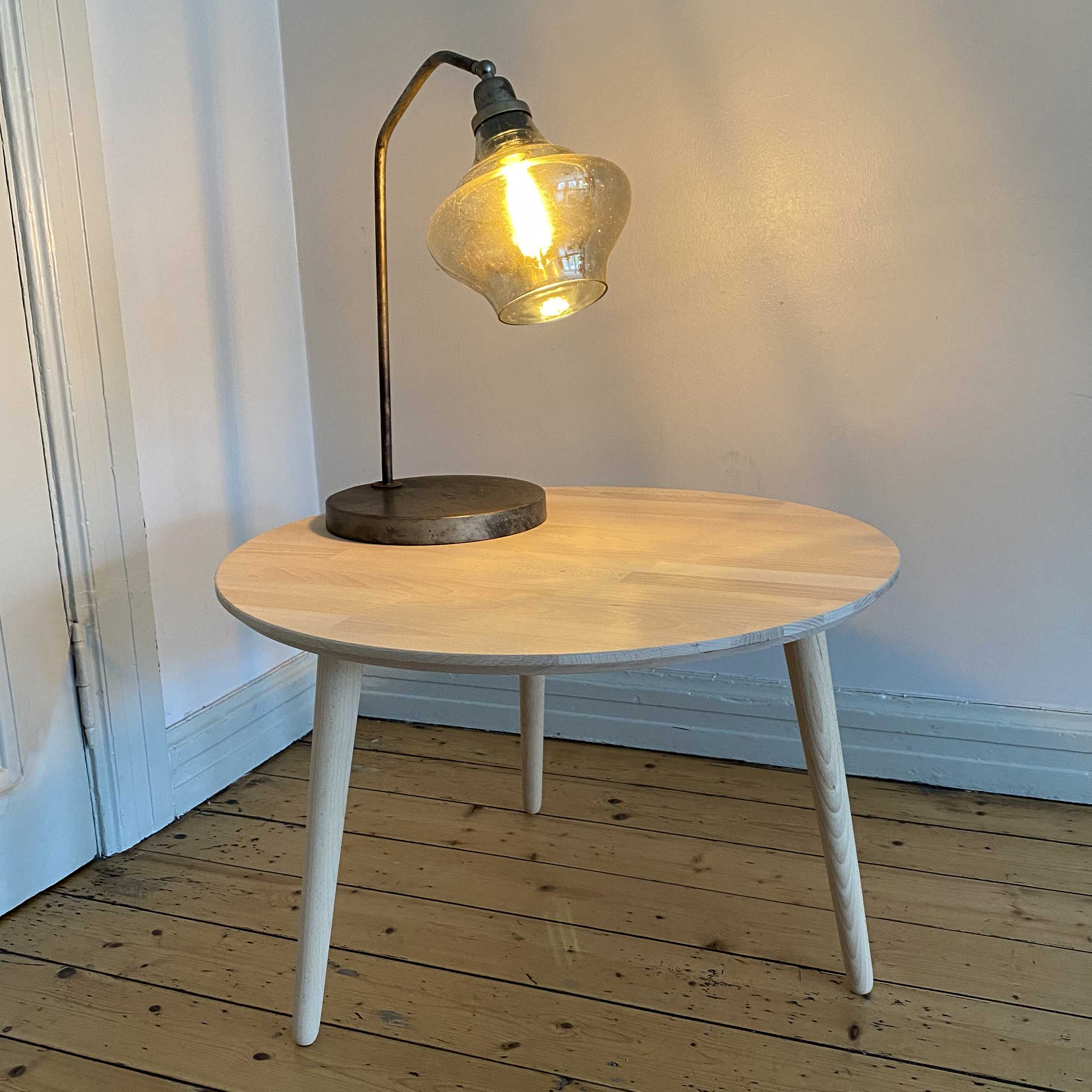 Ct 10 Sofabord   Massiv Bøg Og Diameter 60 Cm Højde 40 Cm Ubehandlet
