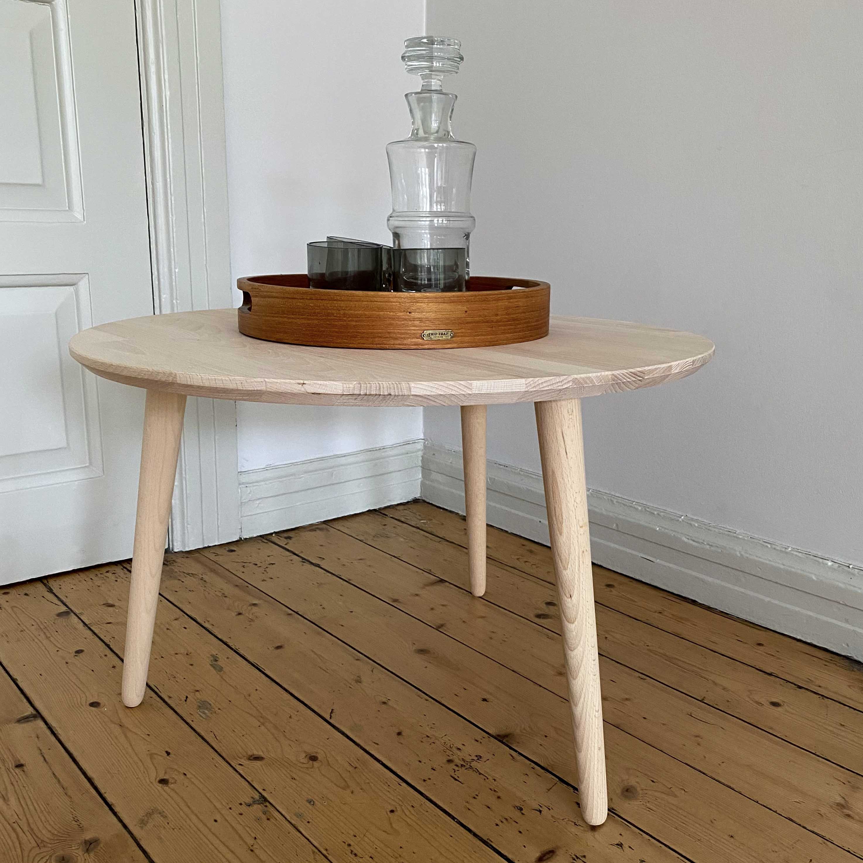 Ct 10 Sofabord   Massiv Bøg Og Diameter 70 Cm Højde 40 Cm Ubehandlet