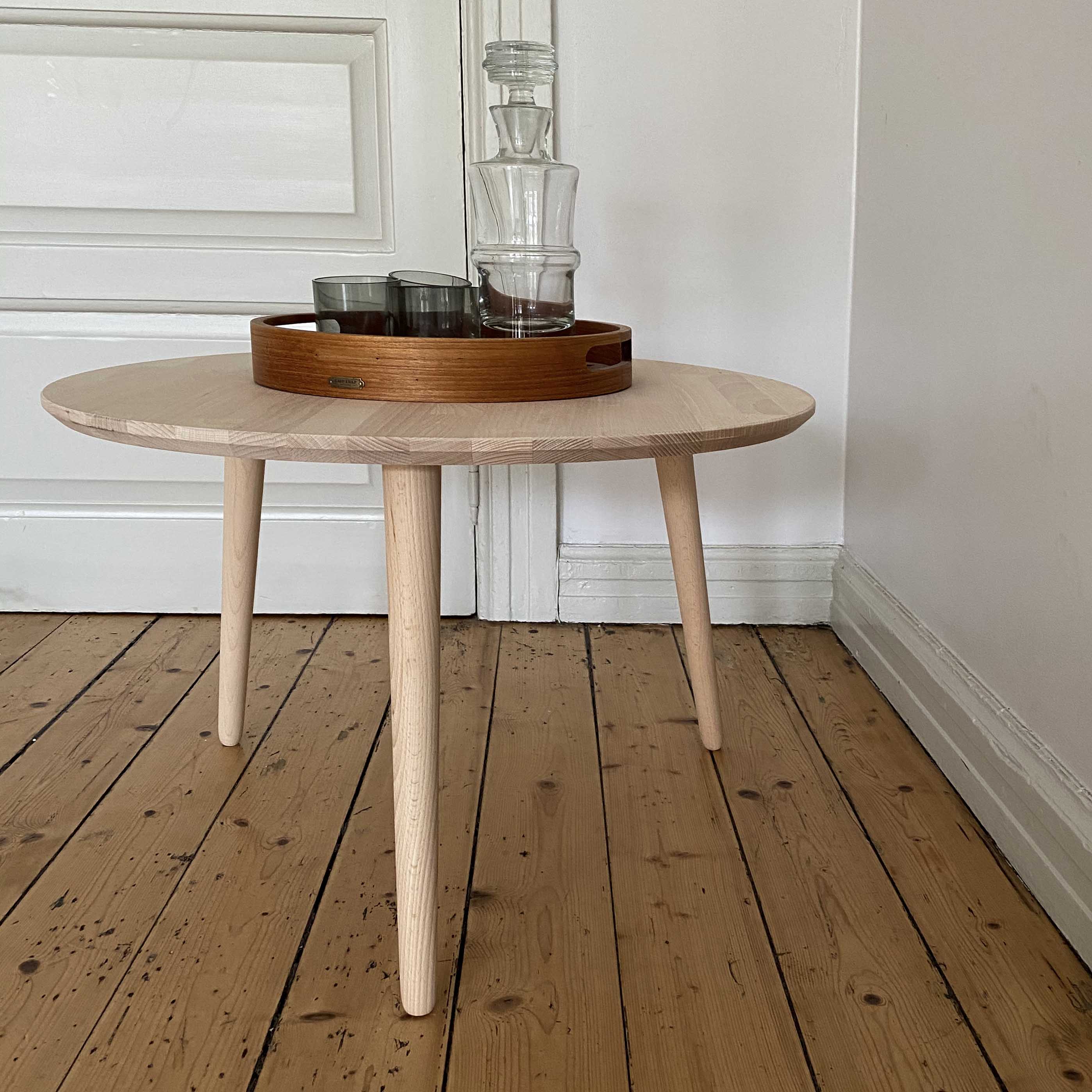 Ct 10 Sofabord   Massiv Bøg Og Diameter 80 Cm Højde 40 Cm Ubehandlet