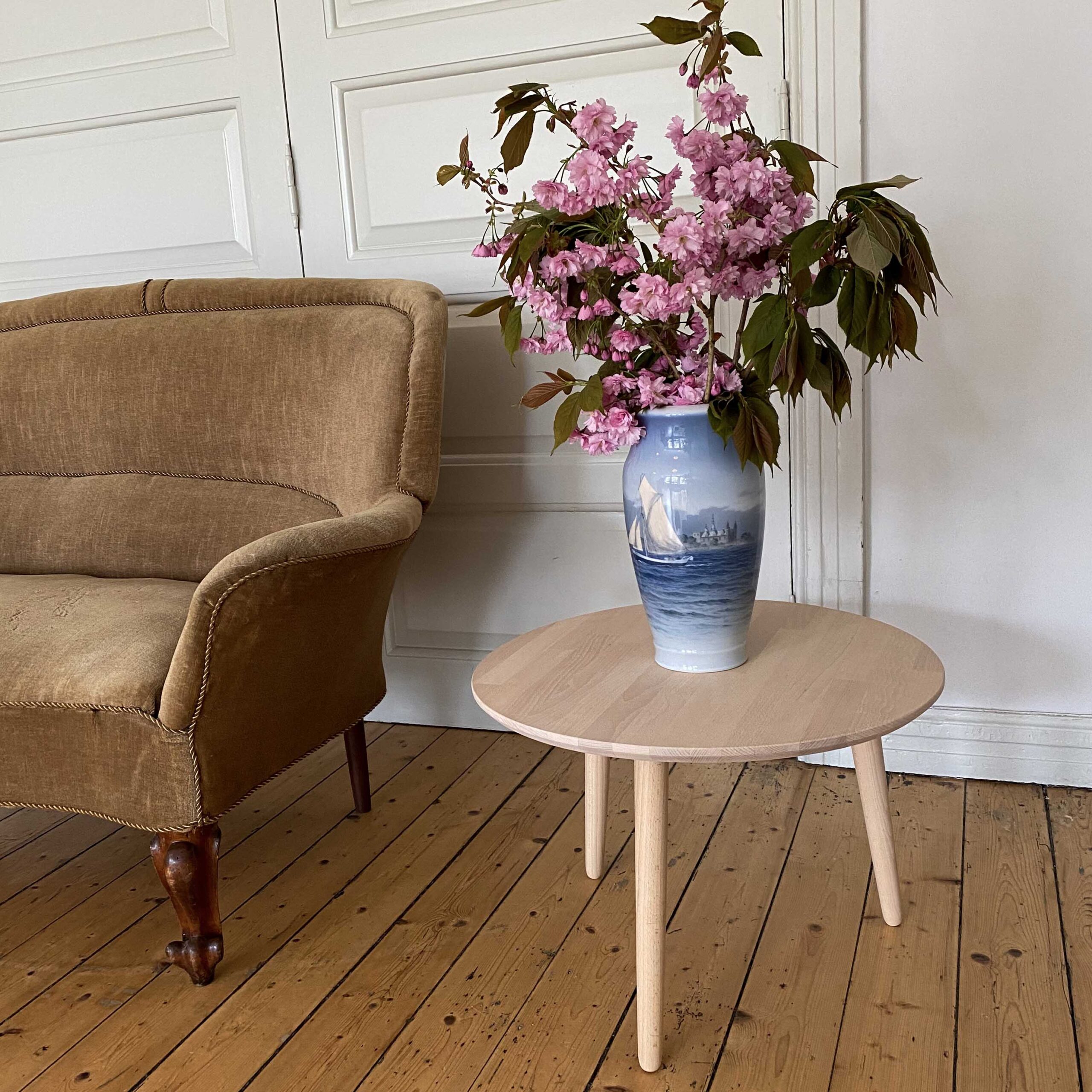 Ct 10 Sofabord Massiv Bøg Og Diameter 50 Cm Højde 45 Cm Ubehandlet
