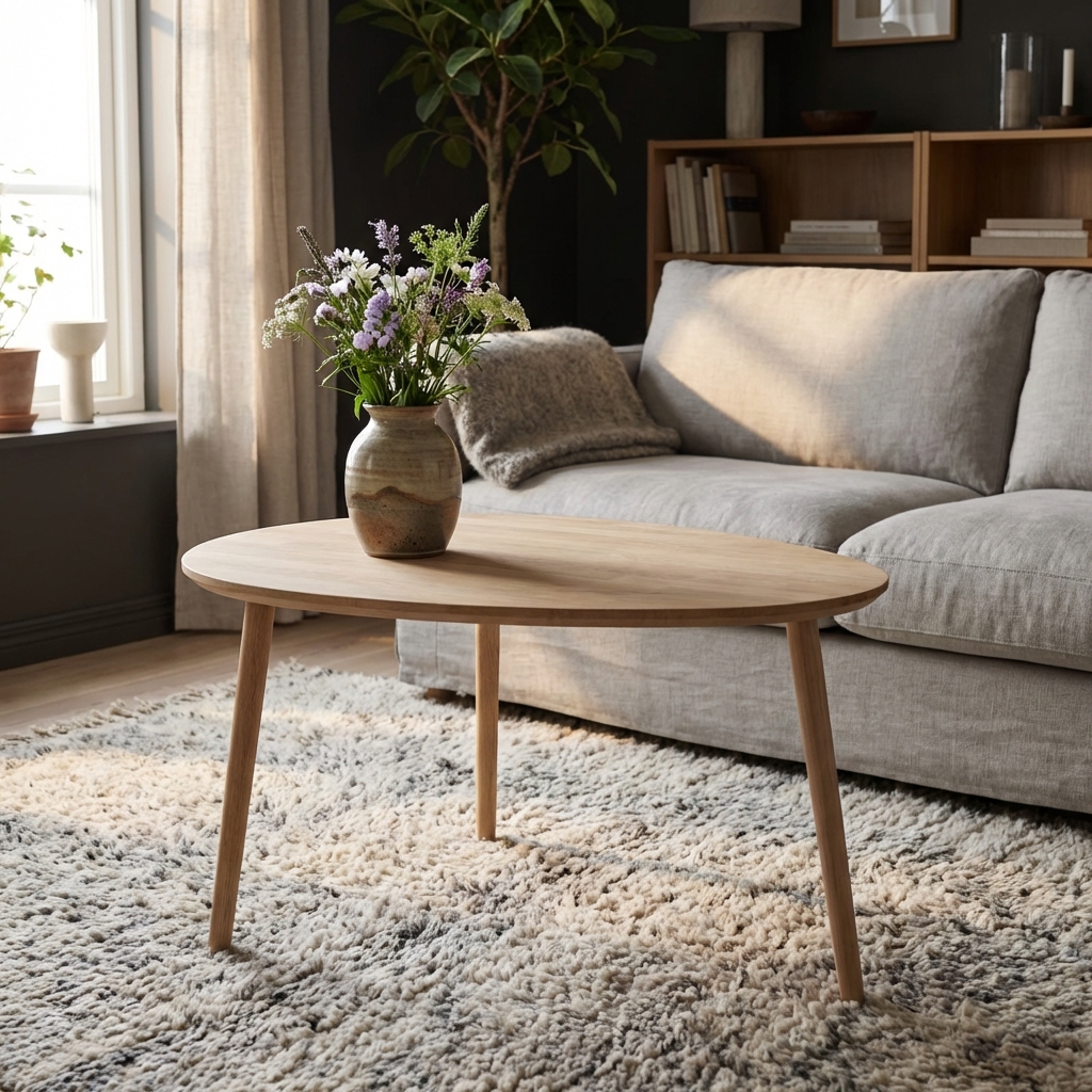 Ct 10 Sofabord   Massiv Eg Med Dråbeform Og Størrelse 74   55 Cm Højde 50 Cm Olieret