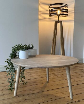 Ct 10 Sofabord   Massiv Eg Og Diameter 70 Cm Højde 40 Cm Sæbebehandlet