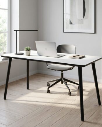 Dash Skrivebord  Hvid Højtrykslaminat  Fire Størrelser 100   60 Cm Hvid Laminat