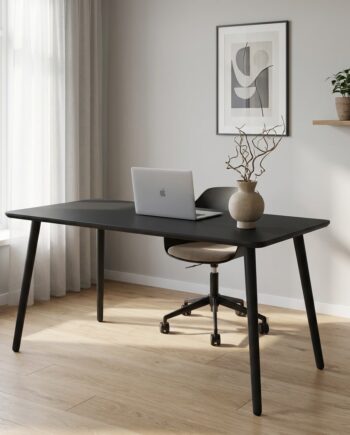 Dash Skrivebord  Sort Højtrykslaminat  Fire Størrelser 140   70 Cm Sort Laminat
