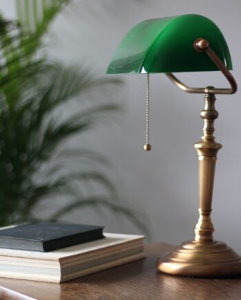 Deed Bordlampe   Bronze Og Grønt Glas