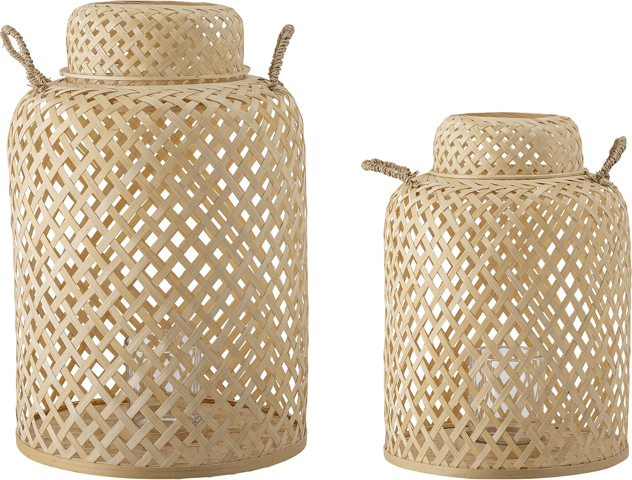 Dekorationslanterne Bloomingville Madlin Bambus Med Glas ø30 H45 Cm Natur
