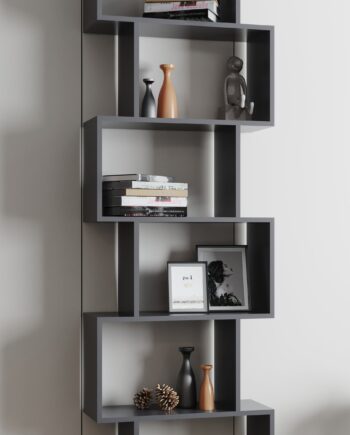 Dekorativ Zig-zag Reol  196   60   24 Cm  Antracit Grå