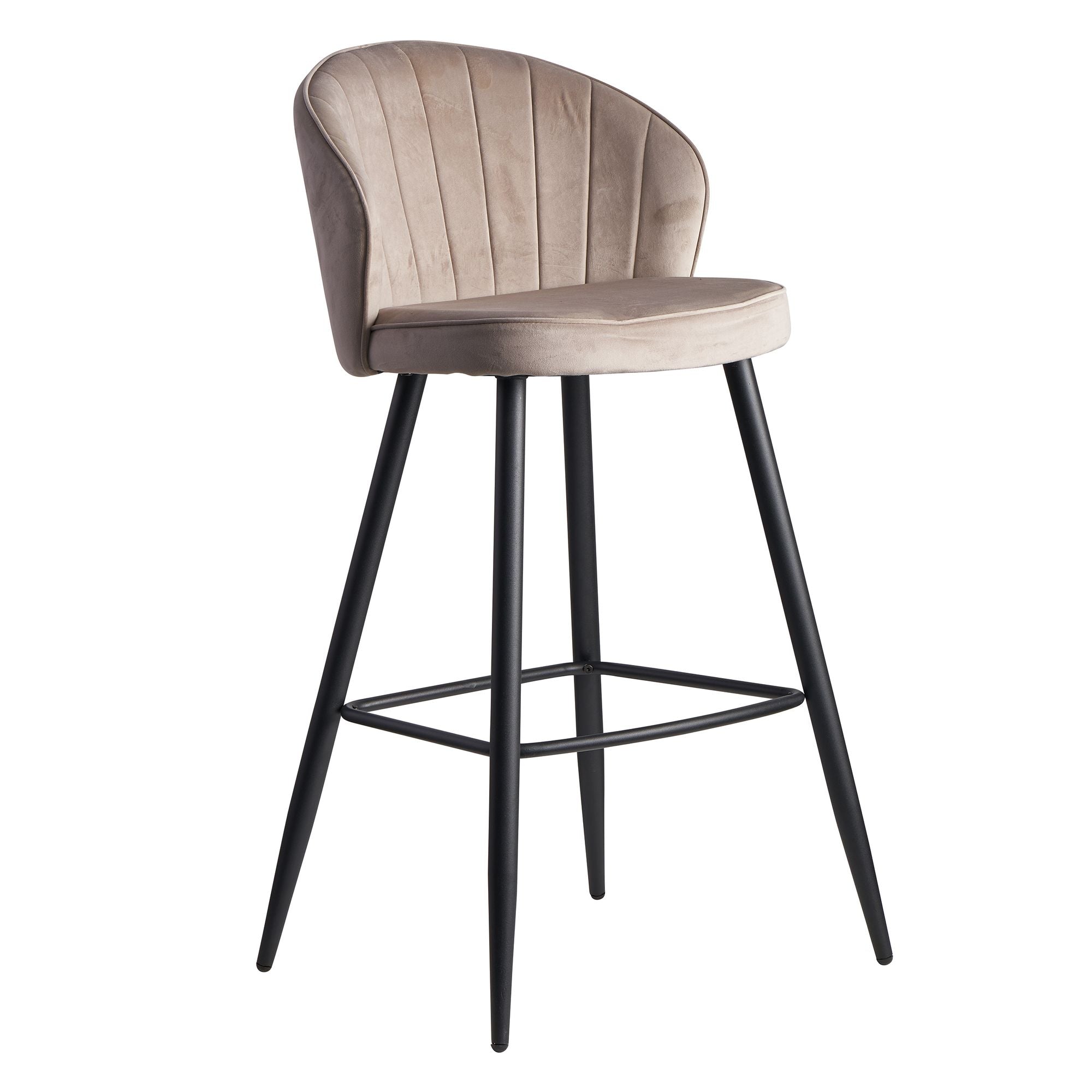 Designer Barstol   Fløjl  Beige  56x102x52 Cm