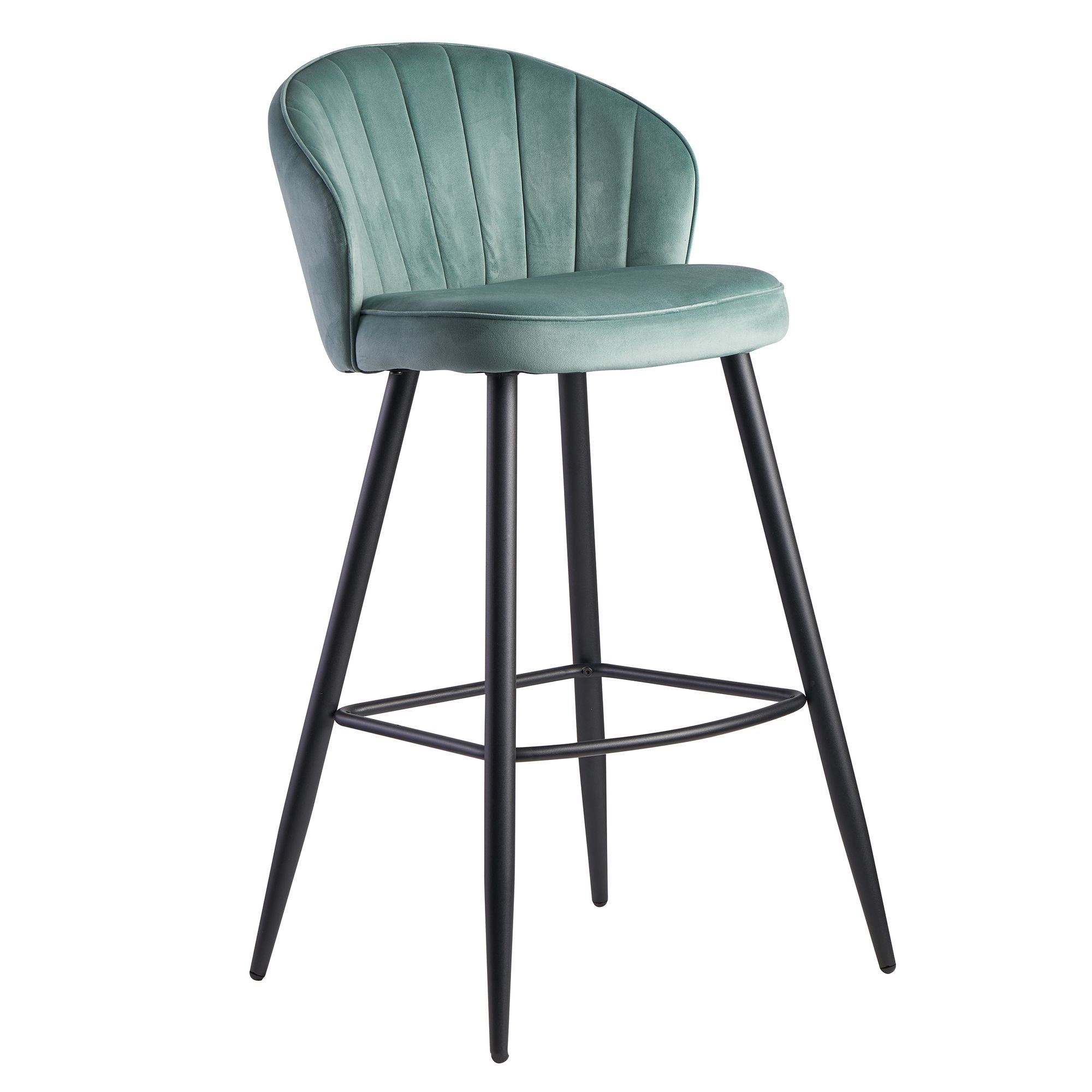 Designer Barstol   Fløjl  Lysegrøn  56x102 5x52   Cm