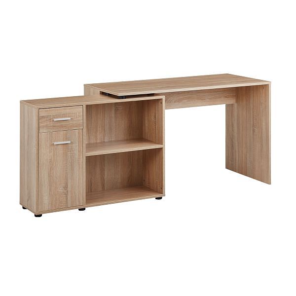 Designer Hjørneskrivebord Med Hylde  120   75     106   Cm  Sonoma Naturfarvet
