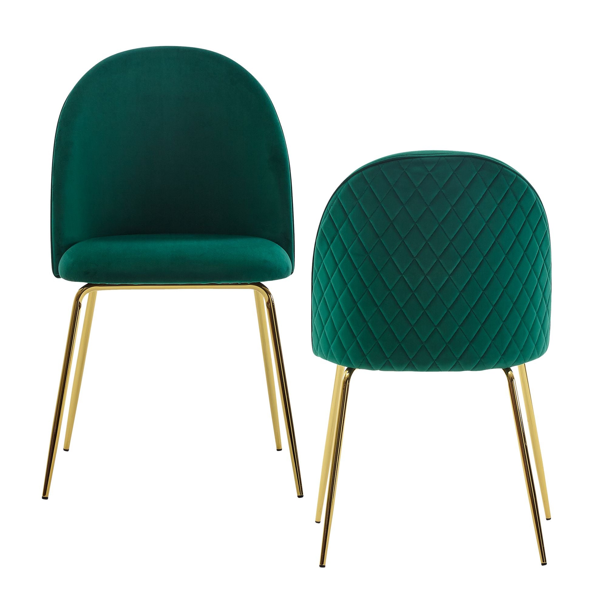 Designer Stole  Sæt Med    Fløjlsgrøn Polstrede Med Ben   Guldfarve