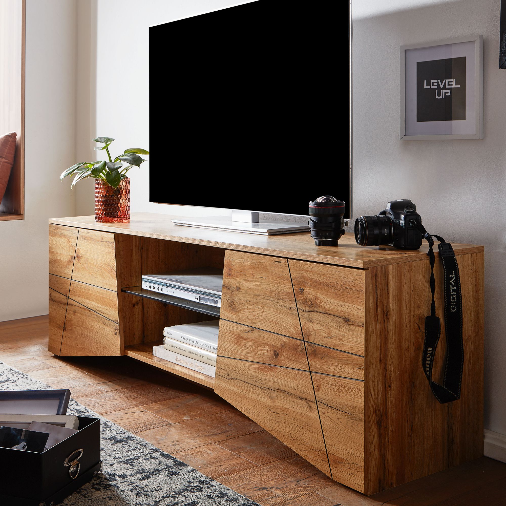 Designer Tv-møbel   Lav Kommode  160x50x40 Cm  Naturfarvet