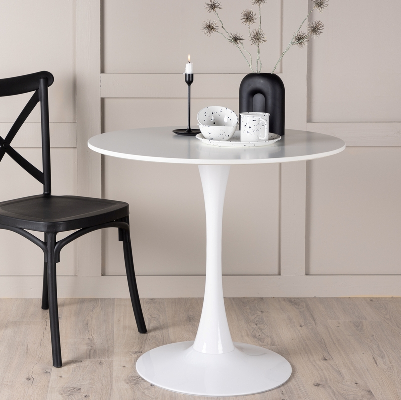 Dizell Rundt Spisebord Hvidmalet Diameter 80 Cm