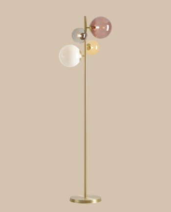 Dizzy Gulvlampe   Messing Og Multifarvet Glas